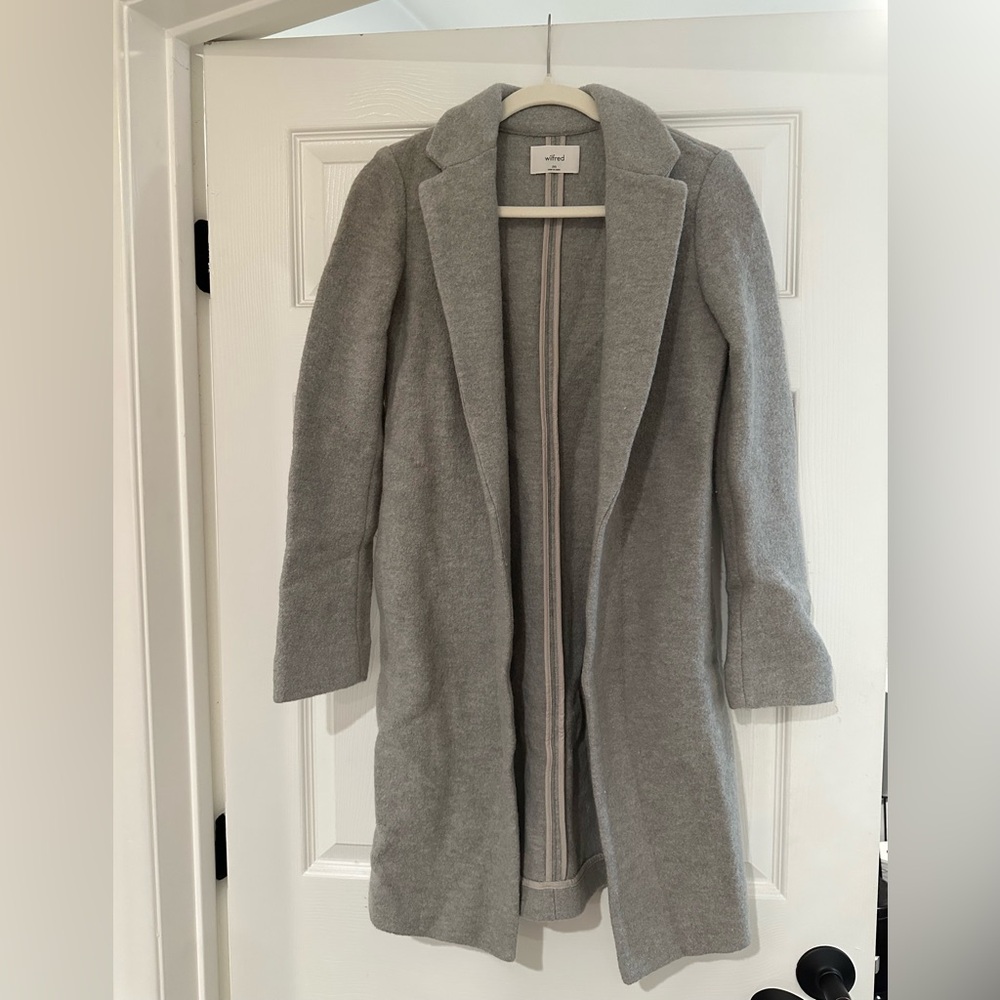 Aritzia Soft Gray Open-Front Coat
